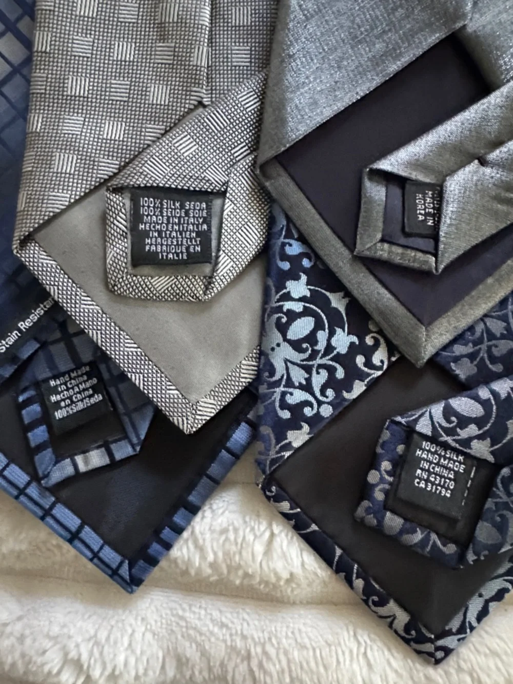 Men’s Silk Tie Set (4) - Blue and Gray